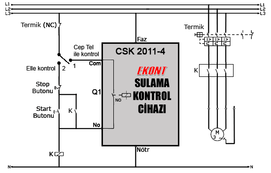 Cep Telefonlu sulama kumandası bağlantı şeması